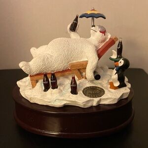 1996 Coca-Cola Heritage Collection Polar Bear & Penguin on the Beach Music Box